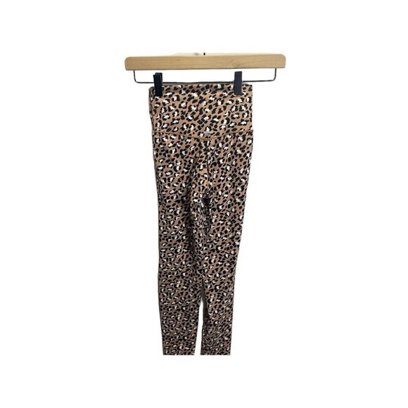 Aerie Chill Play Move Leggings S High Rise Crossover Leopard Print Crop Brown - Picture 3 of 5